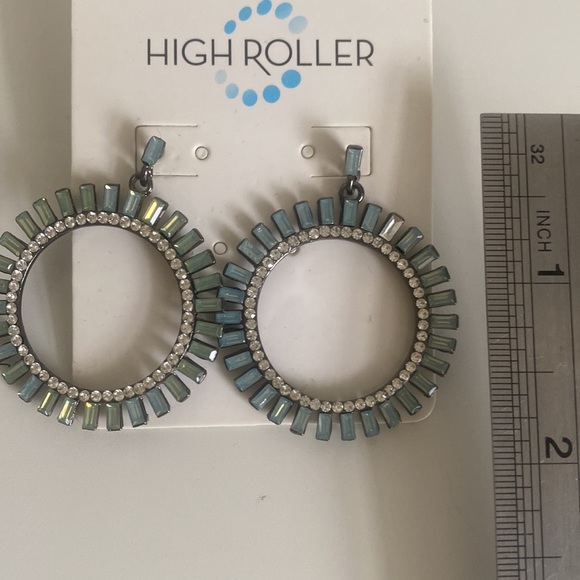 High Roller Round Rhinestone Earrings - Picture 5 of 6